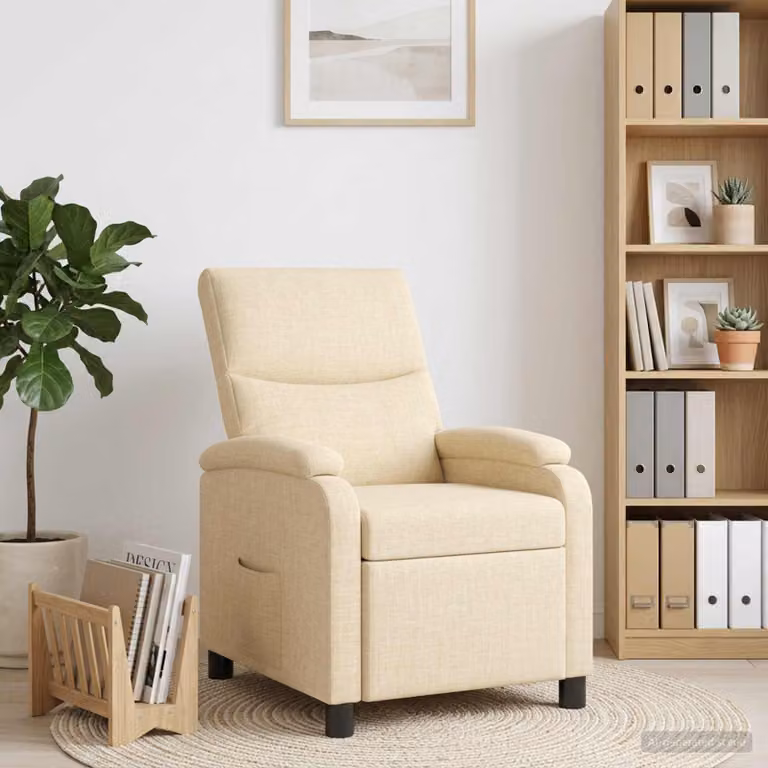 vidaXL Poltrona reclinabile moderna in tessuto beige con braccioli