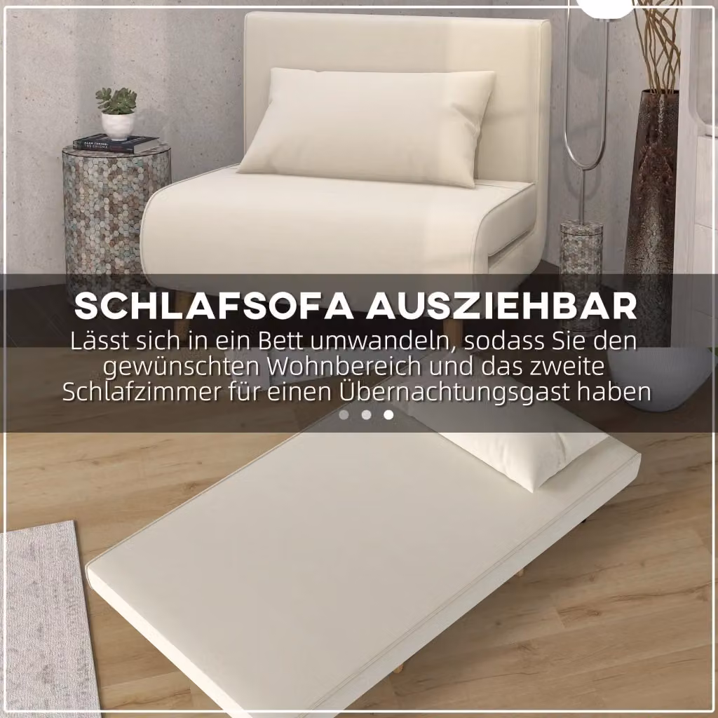 Divano letto 2 in 1 REDOM in tessuto bianco, stile scandinavo, L: 94 cm, P: 78 cm, H: 80 cm – 2