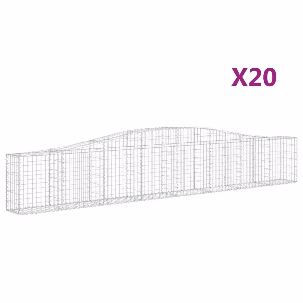 Set di 20 Cesti Gabbioni ad Arco Videx in Acciaio Zincato Argento L: 400 cm, P: 30 cm, H: 60/80 cm – 2