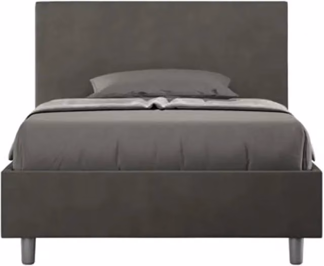 Letto singolo con rete imbottito 100x200 microfibra grigio Adele