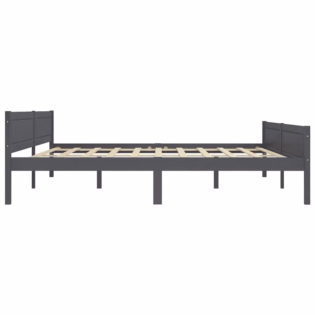 Giroletto vidaXL in legno massello di pino grigio con doghe piatte senza materasso 200x200 cm – 2