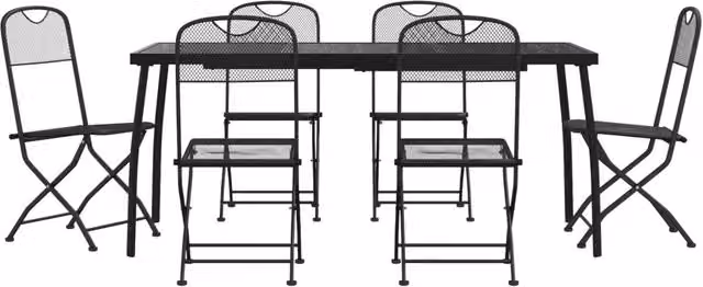 Set da Pranzo da Giardino 7pz | Set Salotto da Giardino Antracite in Rete Metallica