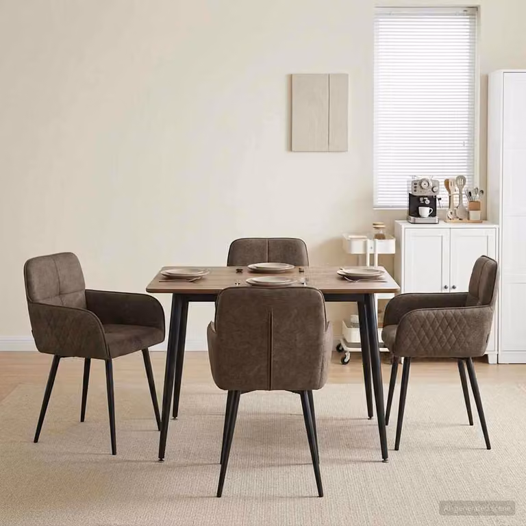 Set di 4 sedie da pranzo vidaXL in microfibra scamosciata, colore grigio scuro, design moderno con struttura in metallo e plastica