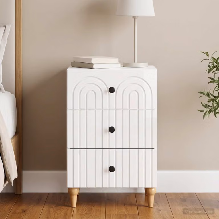 Armadio da Notte Moderno vidaXL Bianco Lucido L: 43 cm, P: 41 cm, H: 66,5 cm