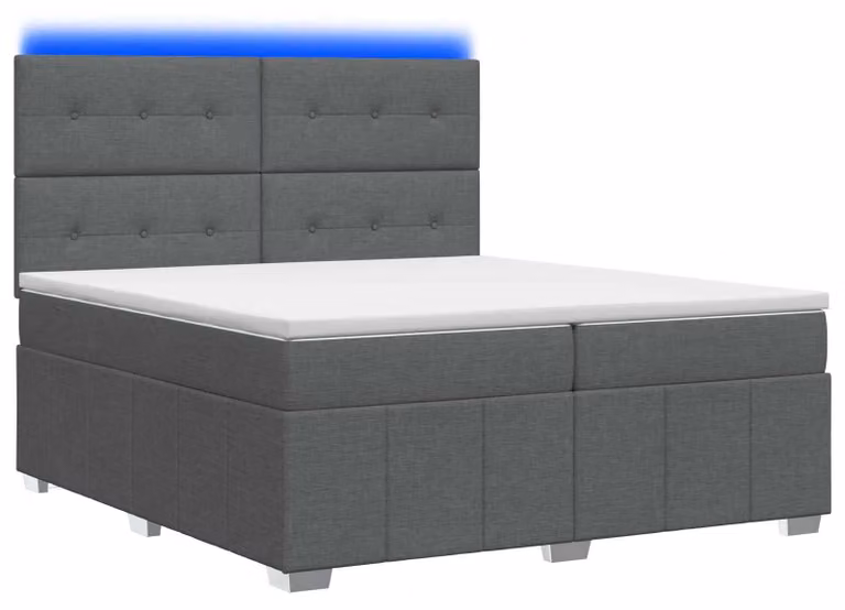 Letto boxspring LED con materasso grigio scuro 200 x 200 cm tessuto