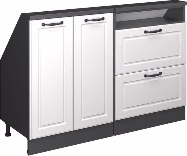 Set di mobili sottotetto Rion Bianco rustico/Antracite Set di 2 Vicco