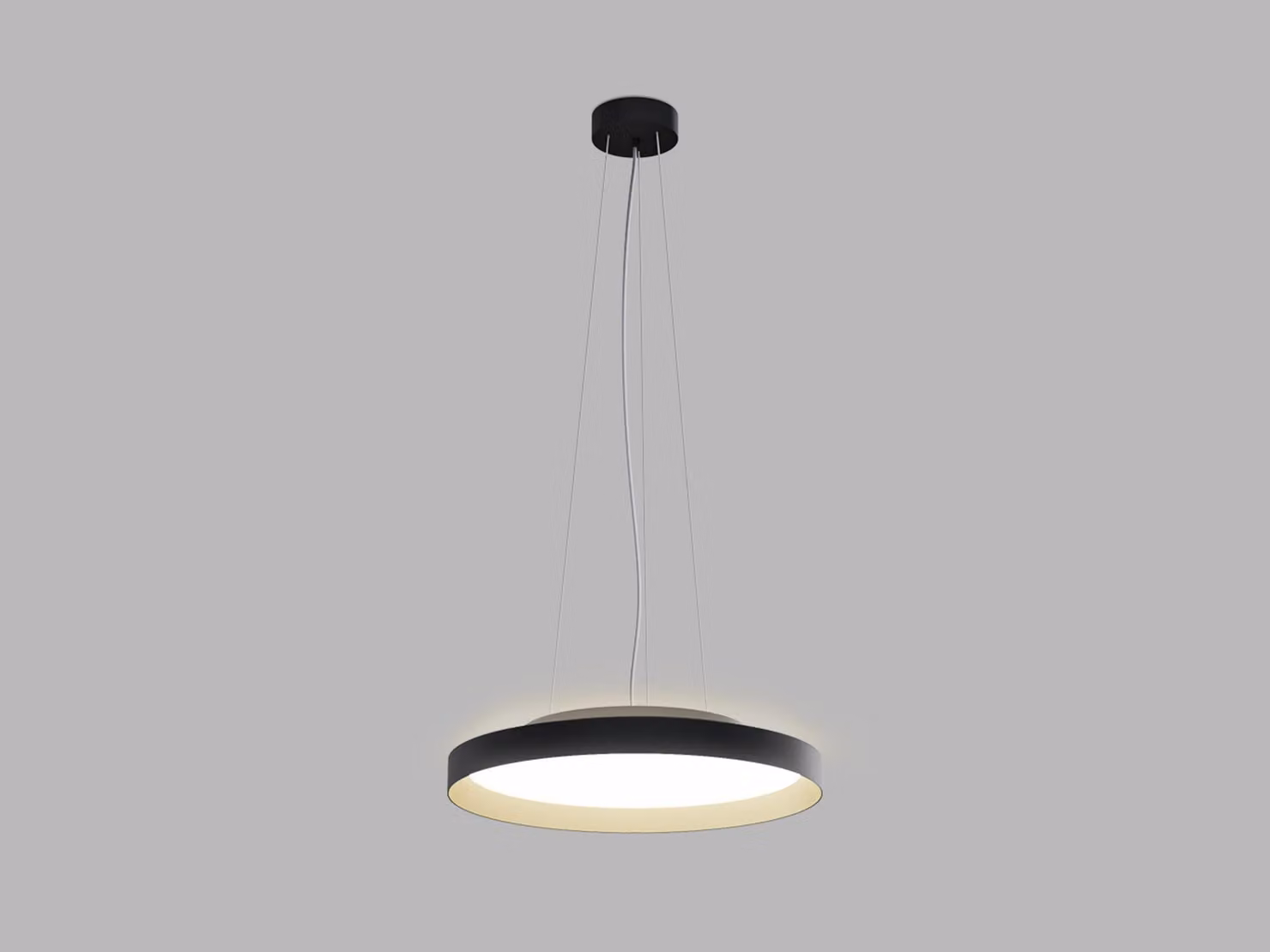 Apparecchio LED a sospensione MOON P/N-Z CRI90 aura, Variante: MOON P/N-Z, Ø 400 mm, 36 W, 2520 lm, nero/champagne, 2CCT