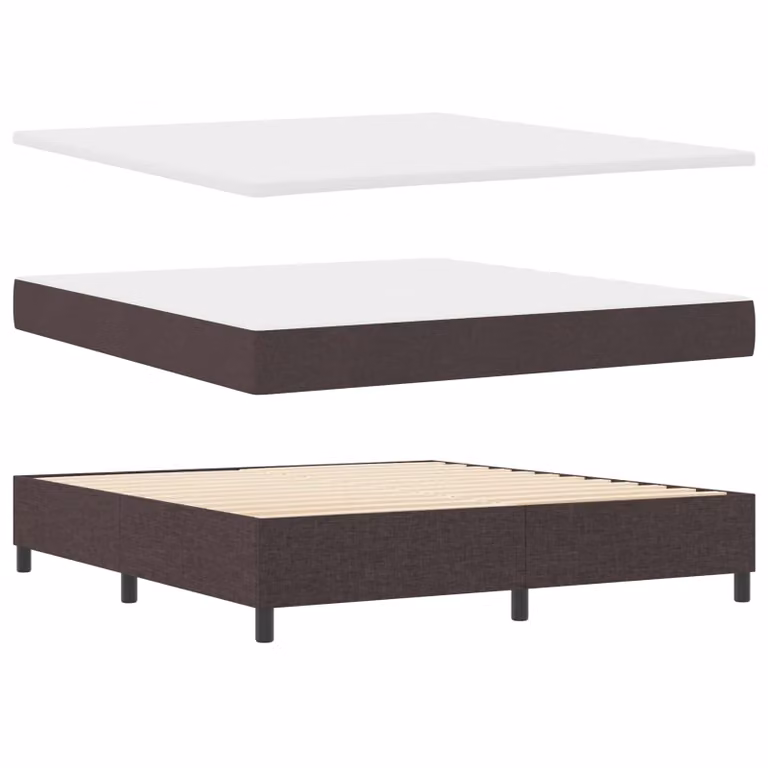 Letto a molle con testiera vidaXL in tessuto marrone con porta USB e illuminazione sottostante L: 180 cm, P: 200 cm, H: 128 cm