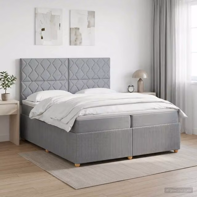 Letto box spring con materasso vidaXL Grigio Chiaro L/P: 200 x 200 cm