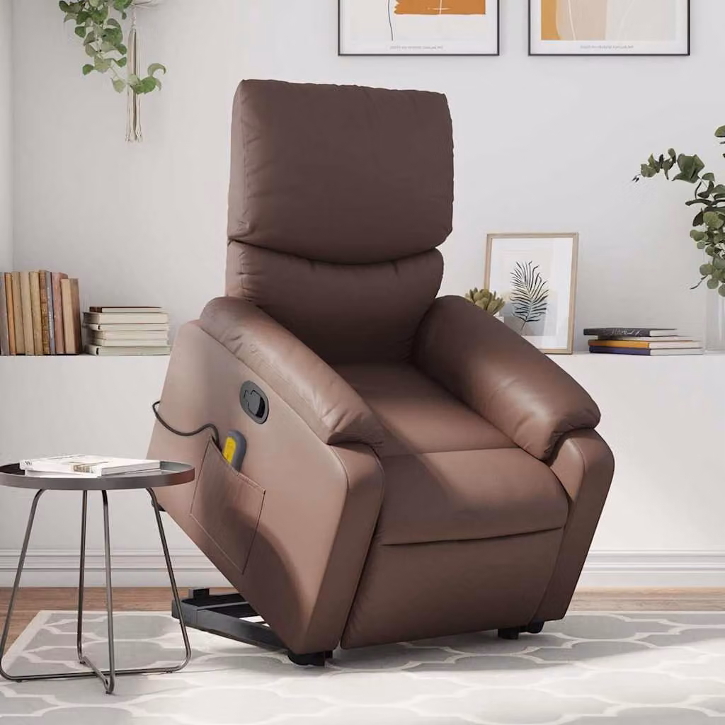 vidaXL Poltrona Alzapersona Reclinabile con Assistenza Elettrica in Similpelle Marrone