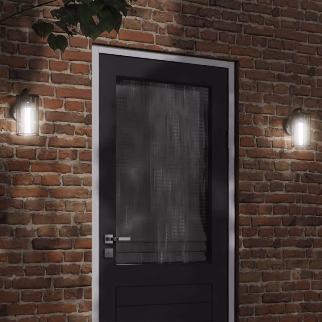 Set di 2 applique da esterno vidaXL nere in acciaio inossidabile e plastica con montaggio a parete e illuminazione up/down per giardino