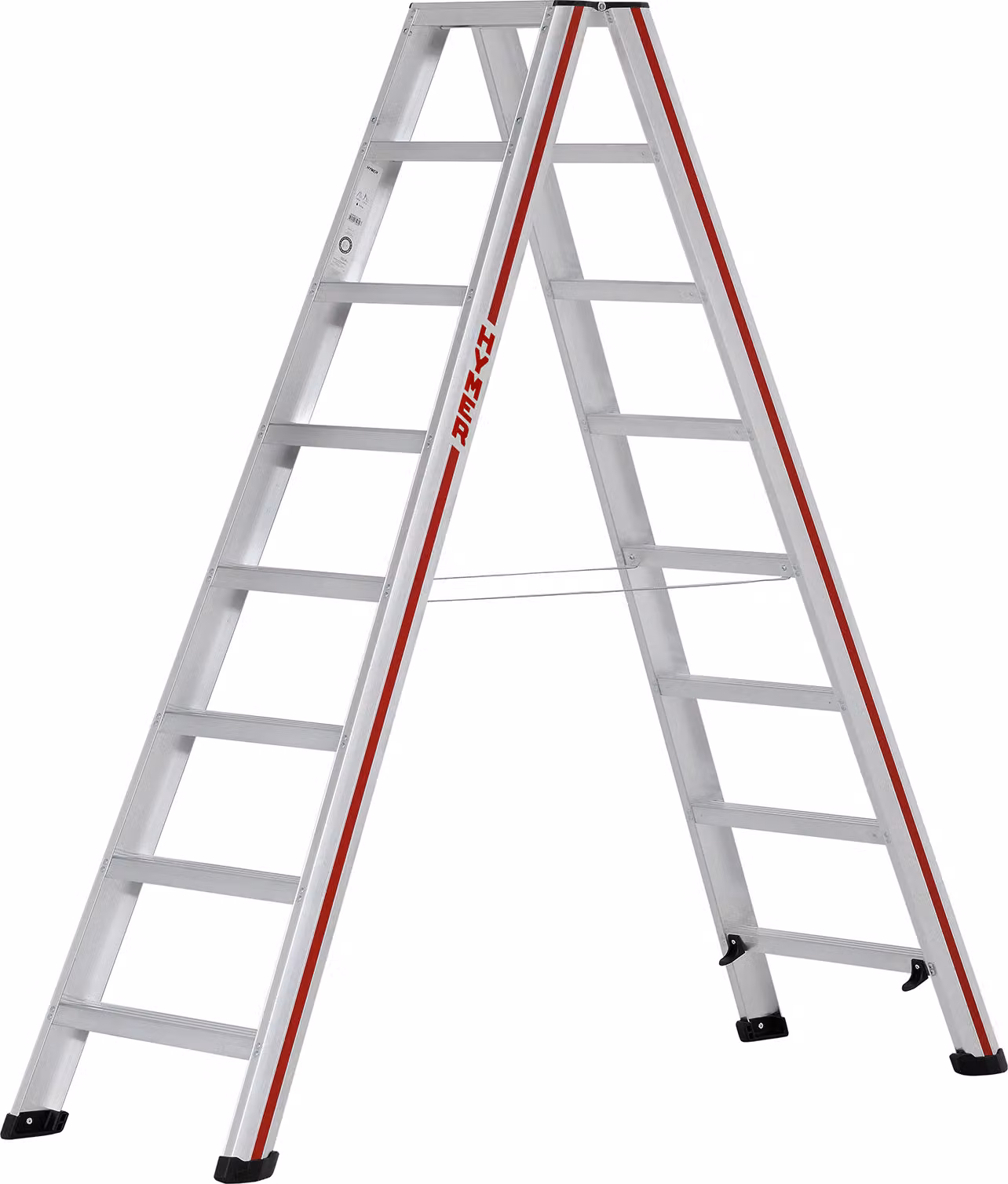 Scaletta Hymer, accesso bilaterale, 2x8 gradini, altezza di abbassamento 1,80 m, altezza di sbraccio 3,37 m, peso 10,8 kg