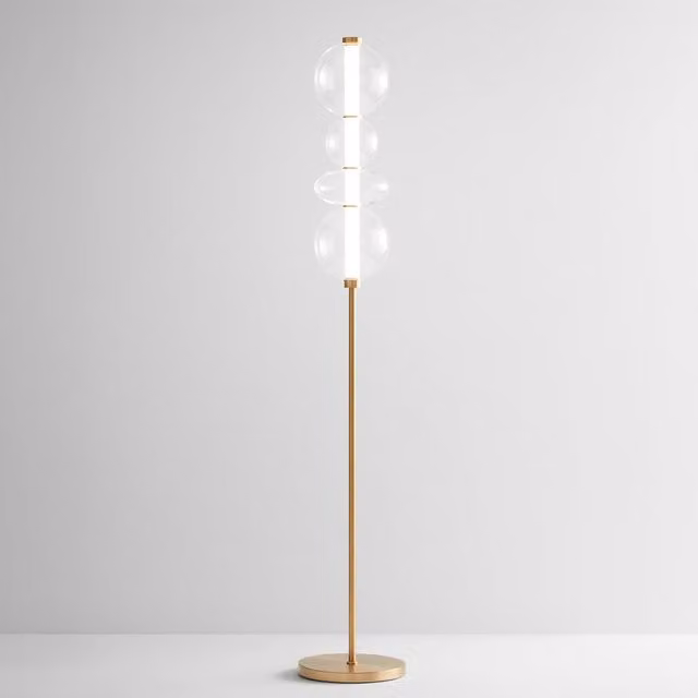 Lampada da terra LED Perenz Bubbles in metallo e vetro color oro e trasparente H: 170 cm