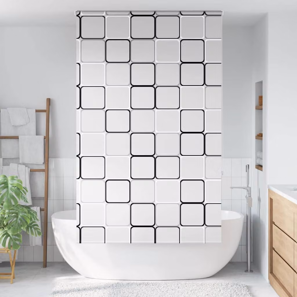 vidaXL Tenda a Rullo per Doccia Bianca Multicolore L: 140 cm, H: 240 cm