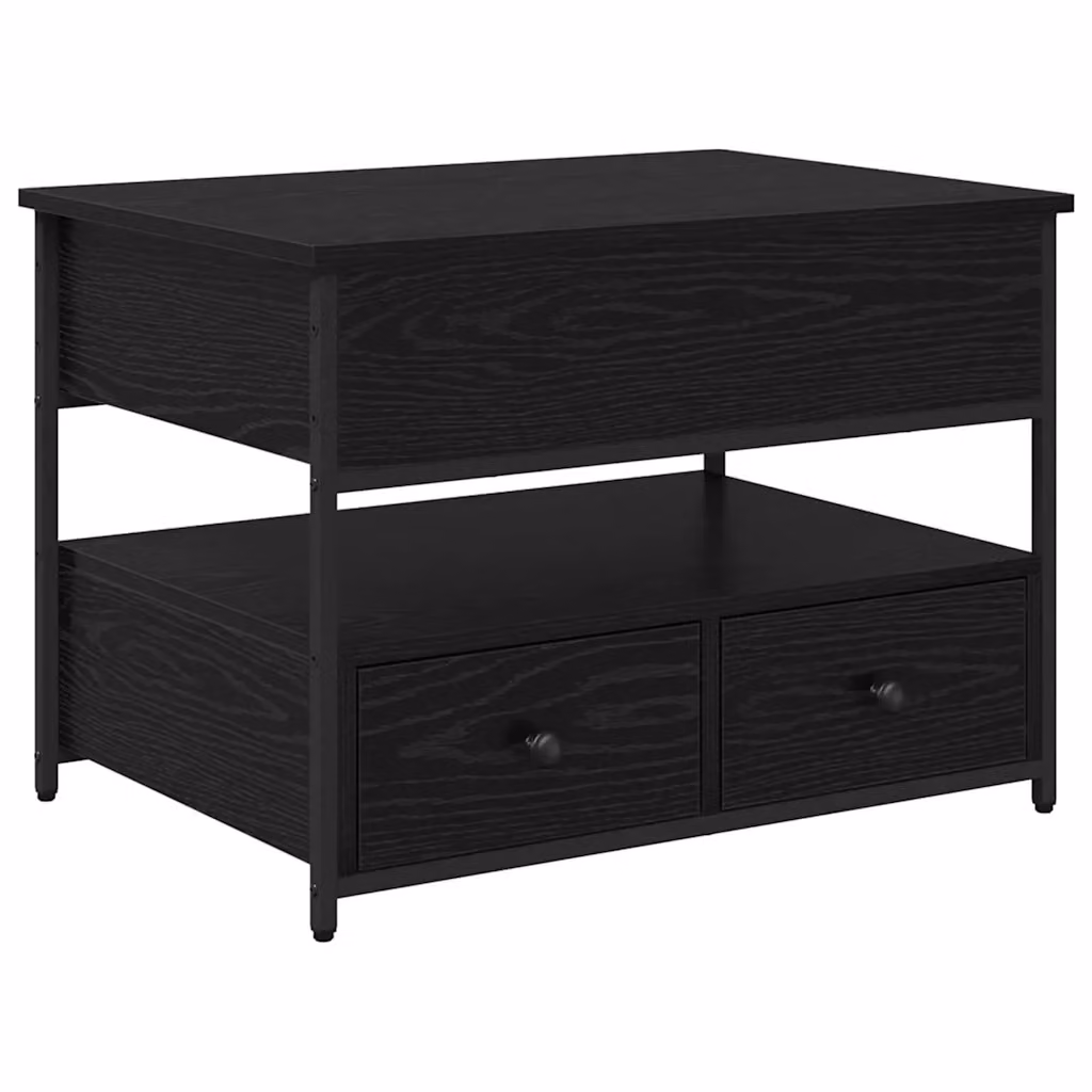 Tavolino da salotto moderno vidaXL in rovere nero con cassetto L 70 cm, P 50 cm, H 54.5 cm – 2