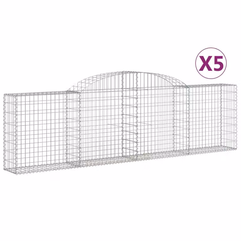 Cesti Gabbioni ad Arco 5 pz 300x30x80/100 cm Ferro Zincato