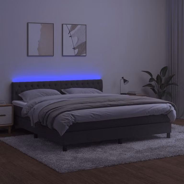 Maison Exclusive - Letto a Molle con Materasso e LED Grigio Scuro 180x200 cm