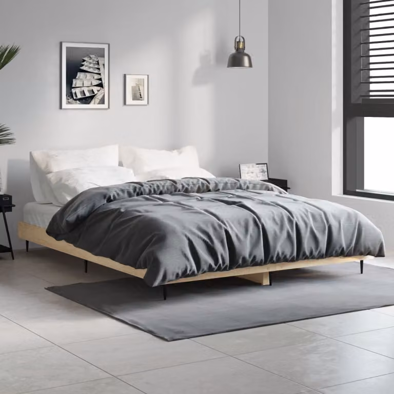 Giroletto vidaXL in Rovere Sonoma e materiali misti con doghe fisse, L/P/H: 140 x 190 x 143 cm