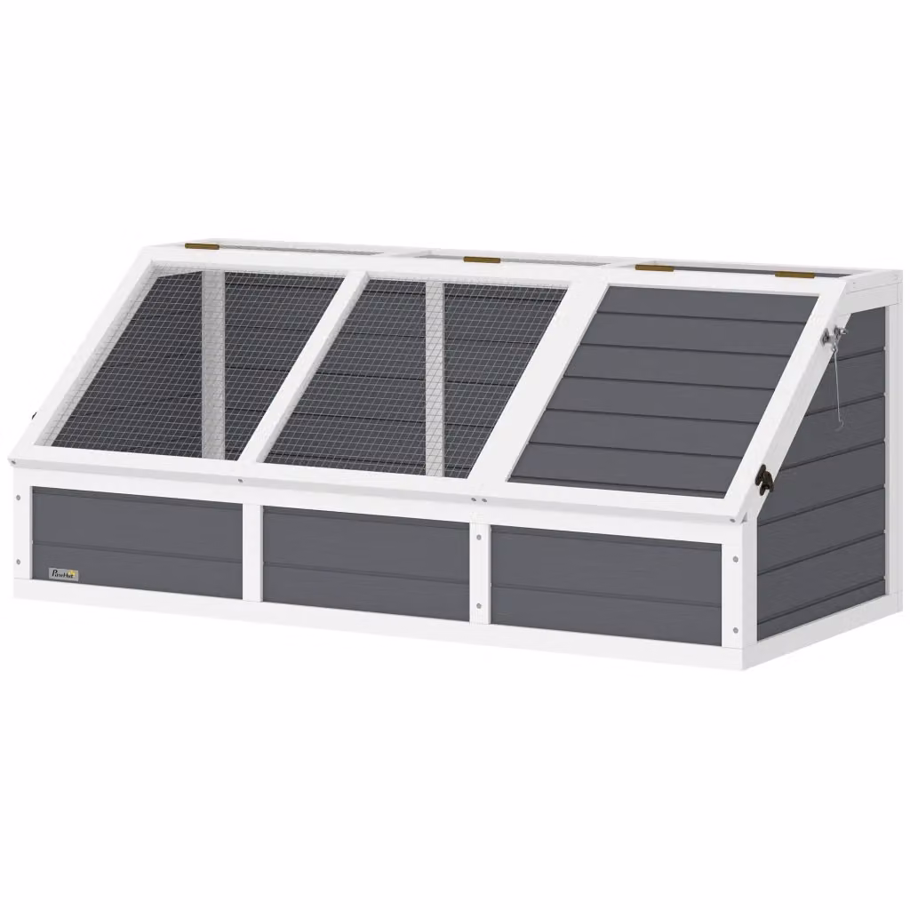 Recinto per piccoli animali Zephmum in legno di abete, Grigio, 2 scomparti – 2