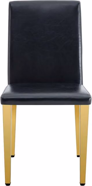 Set da 6 sedie da pranzo minimaliste in pelle PU nera con gambe metalliche dorate lucide - Altezza 90 cm, stile moderno