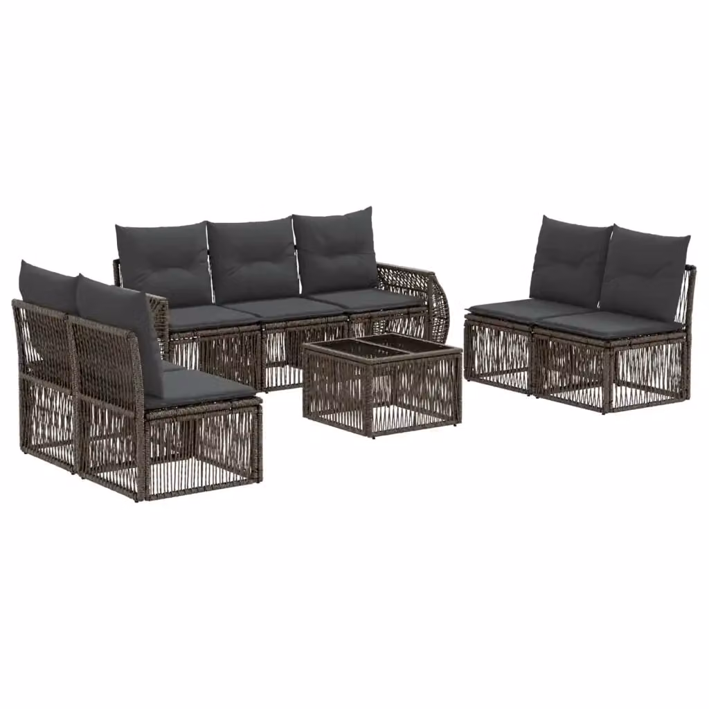 Set Divano da Giardino a Forma a U vidaXL 8 Pezzi in Polyrattan Grigio e Antracite con Tavolino e Cuscini – 2