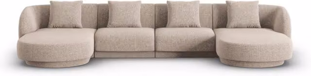 Divano panoramico Tulum a 5 posti Cosmopolitan Design in ciniglia beige L/P/H: 330 x 154 x 70 cm – 1