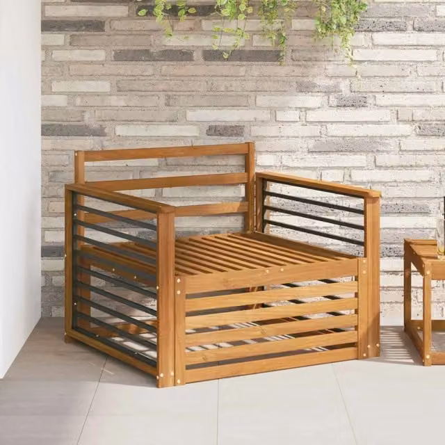 Set di 2 divani da esterno moderni vidaXL in legno di acacia colore marrone naturale – 1