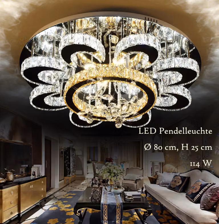 Lampada a sospensione LED 6021-80 con telecomando Colore della luce regolabile. Cristallino e ambrato K9. A+, LED luce da soggiorno lampadario a sospensione lampada a soffitto faretto a soffitto led luce a sospensione lampada a LED lampada a LED illuminaz