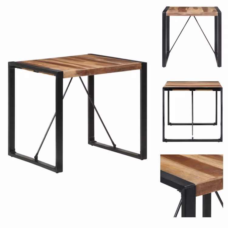 vidaXL Tavolo da pranzo 80x80x75 cm in legno massiccio con finitura in palissandro - Tavoli da pranzo