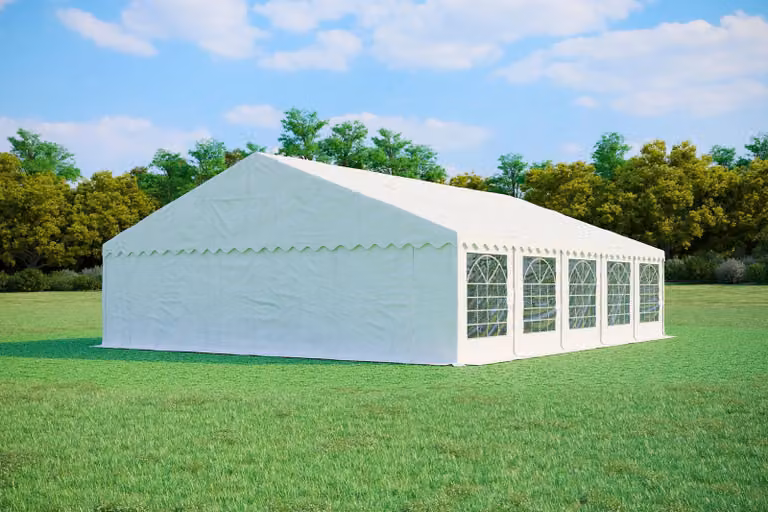 Tenda per eventi 8x10 metri, PVC PREMIUM, 500 g/m² - Bianca