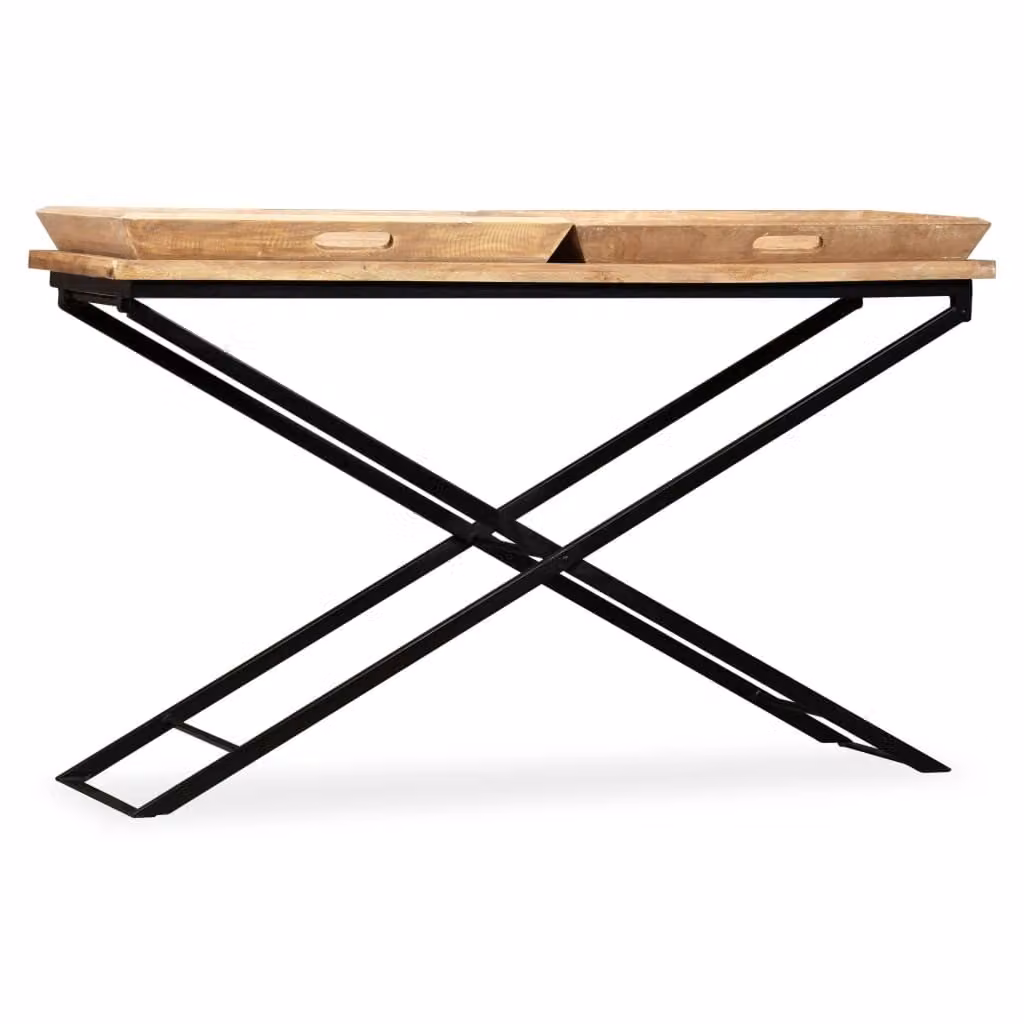 Tavolino Consolle in Legno Massello di Mango 130x40x80 cm