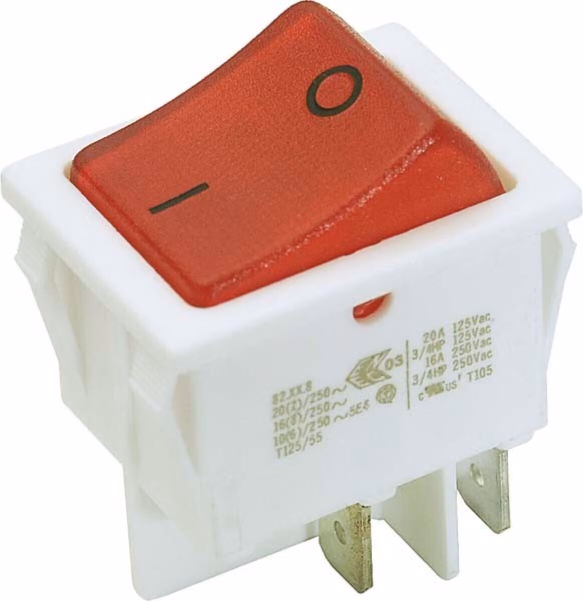 Interruttore a bilanciere Bachmann c/rosso 924.096 Serie 3652 a 2 poli, spento.