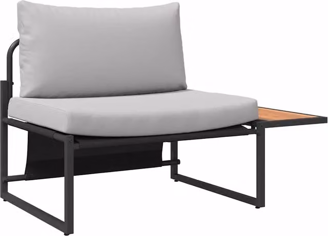 Set Salotto da Giardino Moderno DESIGN IN con Divano a 2 Posti e Tavolino in Acciaio Grigio e Legno di Acacia – 1