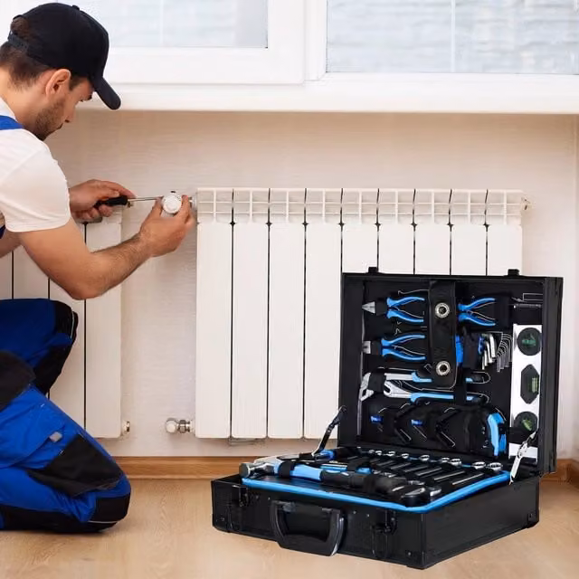Cassetta degli attrezzi combinata C MINIMAL Set 247 pezzi per manutenzione domestica e meccanica, blu e argento – 1