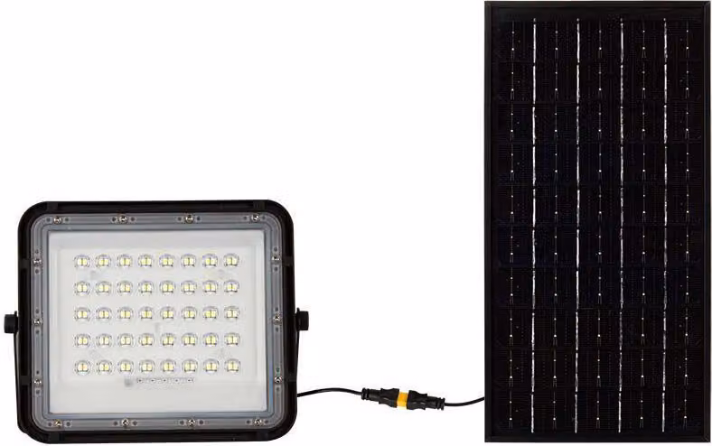 V-TAC VT-80W Faro led nero con pannello solare 10W e telecomando LED Proiettore con batteria sostituibile 6400K 3m Cavo - 7823