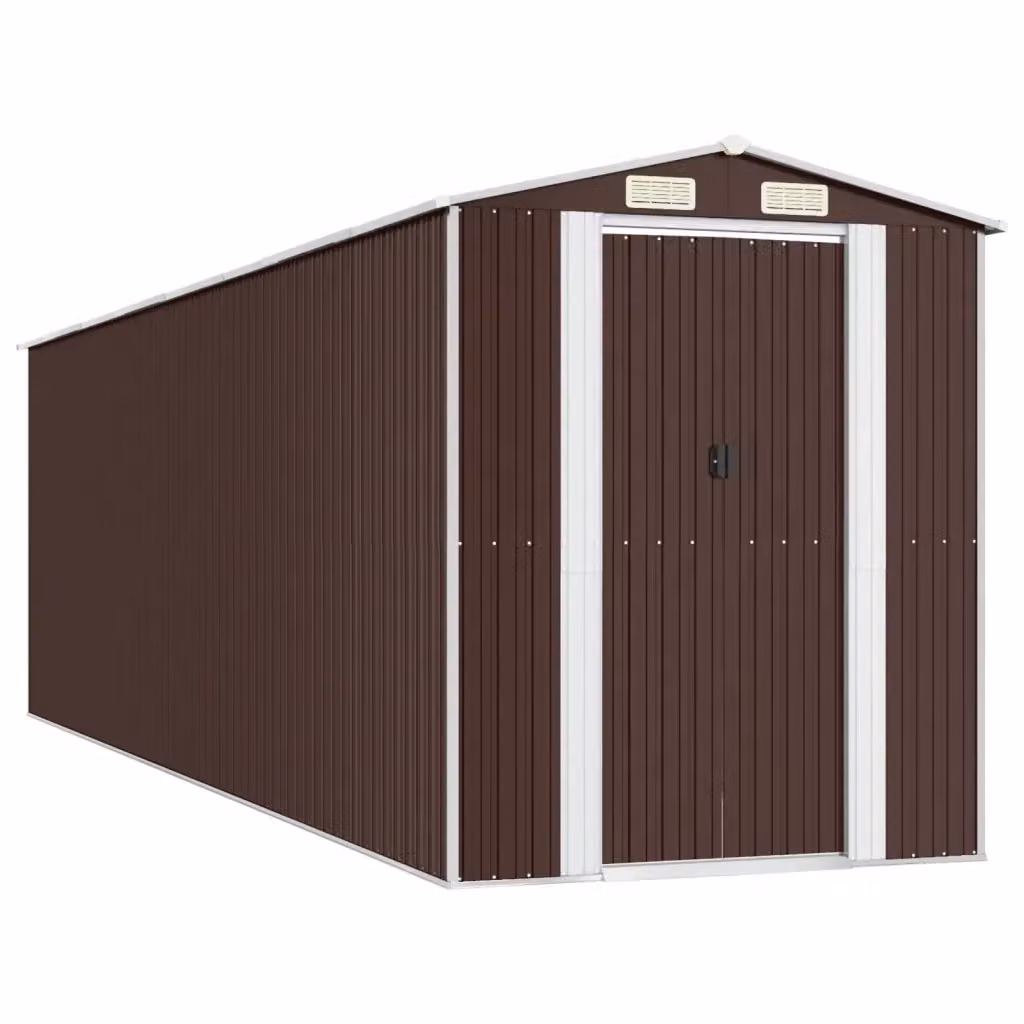 Capanno da Giardino Videx in Acciaio Zincato Marrone con Tetto a Capanna e Porte Scorrevoli L: 689 cm, P: 192 cm, H: 223 cm – 2