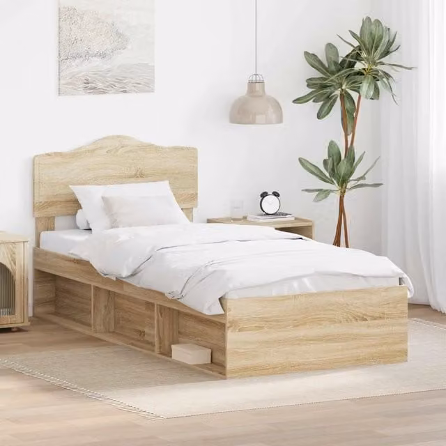 Struttura del letto-Giroletto Rovere Sonoma 75 x 190 cm Pino massello 539610
