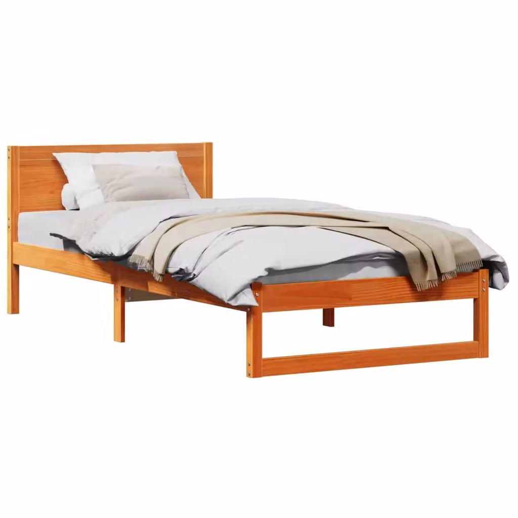 Struttura letto in pino massello marrone cerato con giroletto e doghe fisse L/P/H: 190 x 90 x 70 cm – 2