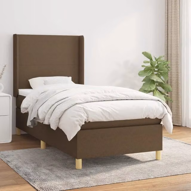 Letto Ibrido vidaXL con Giroletto a Molle e Materasso Marrone e Bianco L/P/H: 203 x 103 x 128 cm – 1