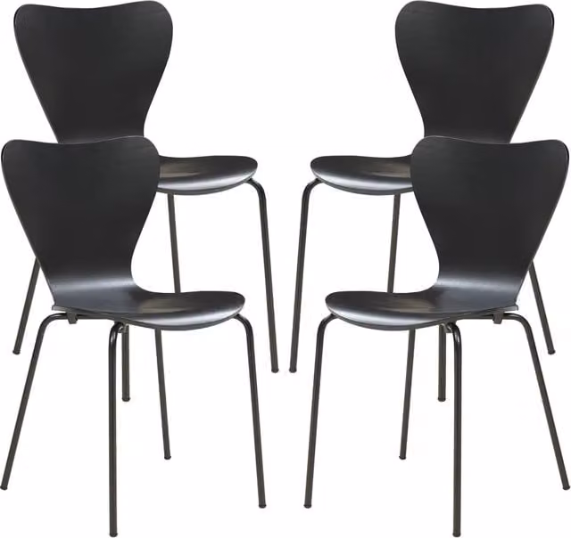 Set di 4 sedie da pranzo moderne, design robusto nero 03_0009813