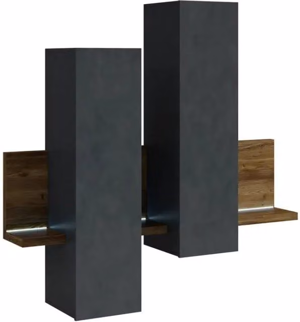 Mobili sospesi BERGAMO – Con LED – 152 cm colore quercia e grigio