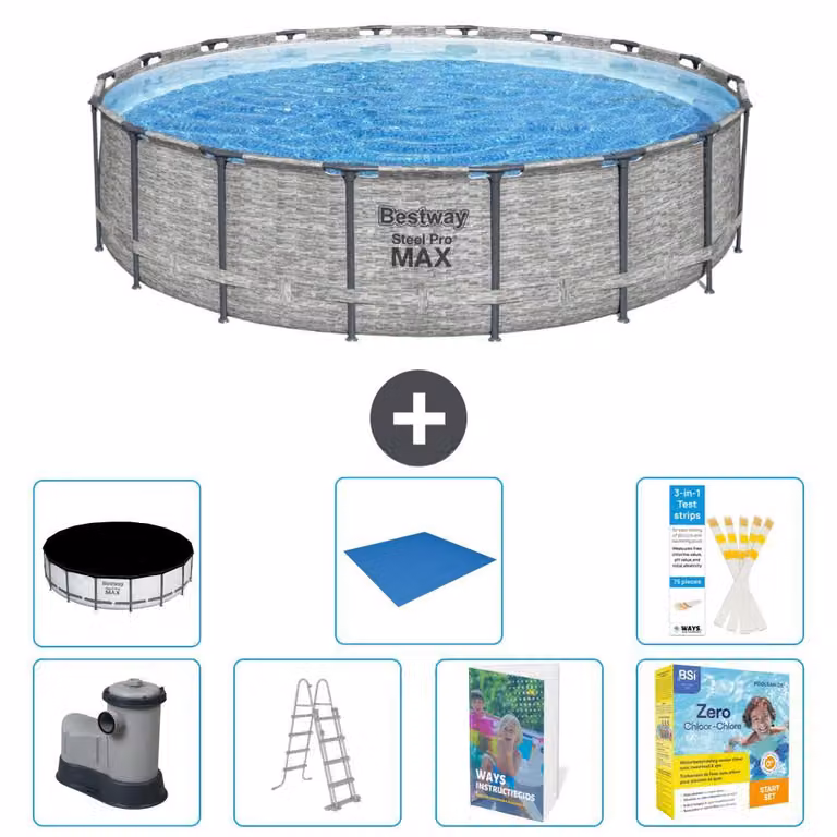 Piscina gonfiabile Bestway Steel Pro MAX, rotonda, 549x122 cm, composta da 6 parti, modello S546
