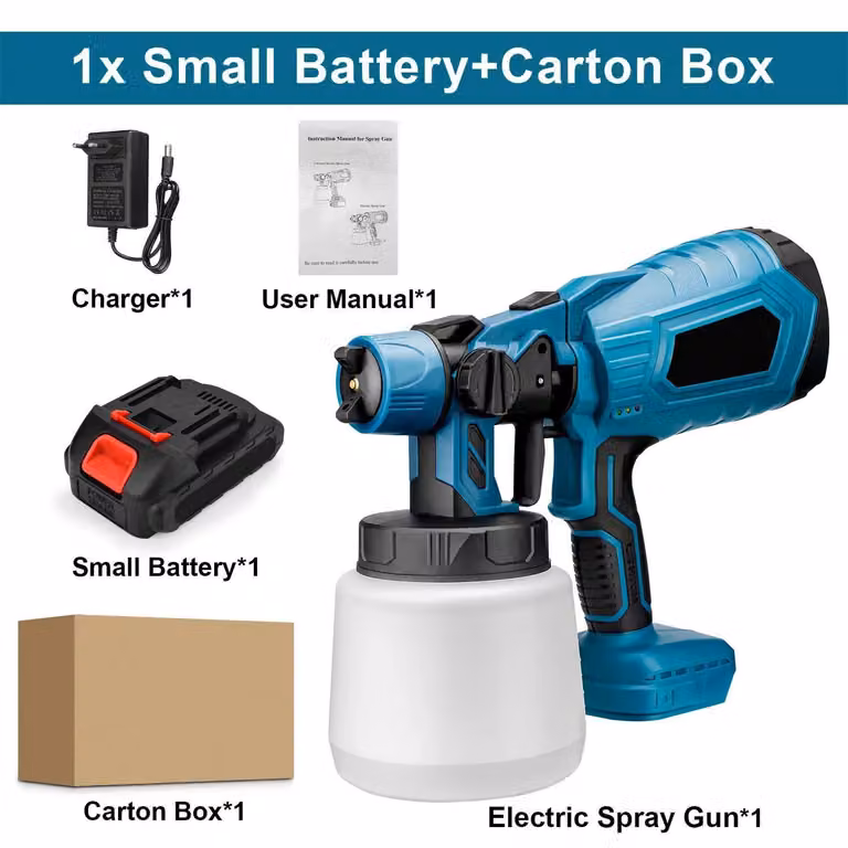 Pistola a spruzzo portatile per verniciatura - Pistola a spruzzo elettrica senza fili - Capacità serbatoio: 1000 ml - 1 batteria - 18 V - Ugello: 2,6 mm - 6000 giri/min