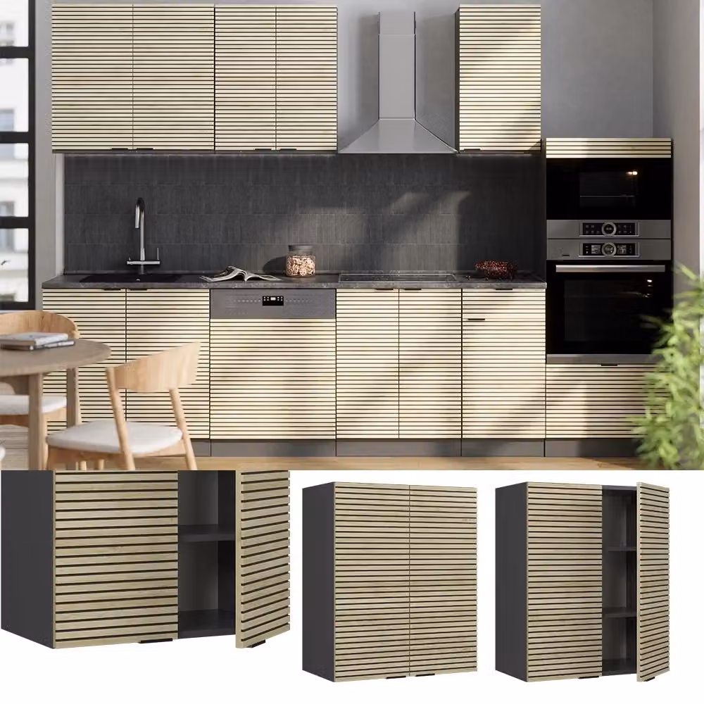 Pensile da cucina Vicco Fame-Line in quercia e antracite con ante a battente L: 60 cm, H: 72 cm, P: 34,1 cm – 2