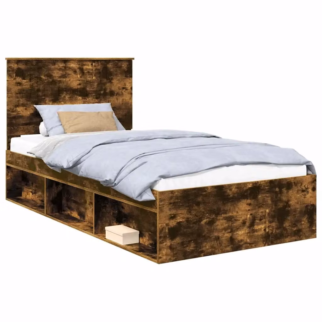 Struttura letto in pino massello vidaXL colore marrone con doghe in legno L/P: 100 x 200 cm – 2