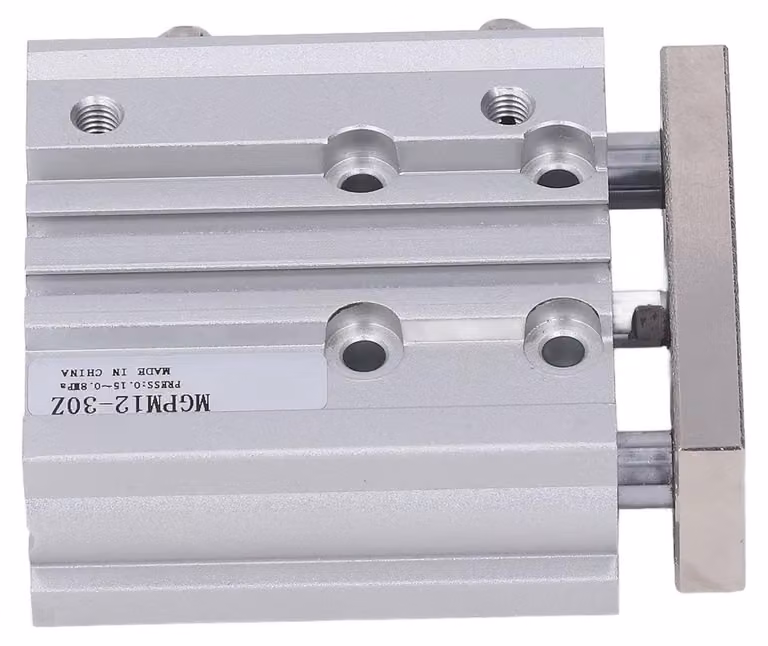 Cilindro pneumatico a doppio effetto - 3 stantuffi - diametro interno 12 mm - corsa 30 mm - cuscinetti a striscia - modello SMC - cilindro pneumatico
