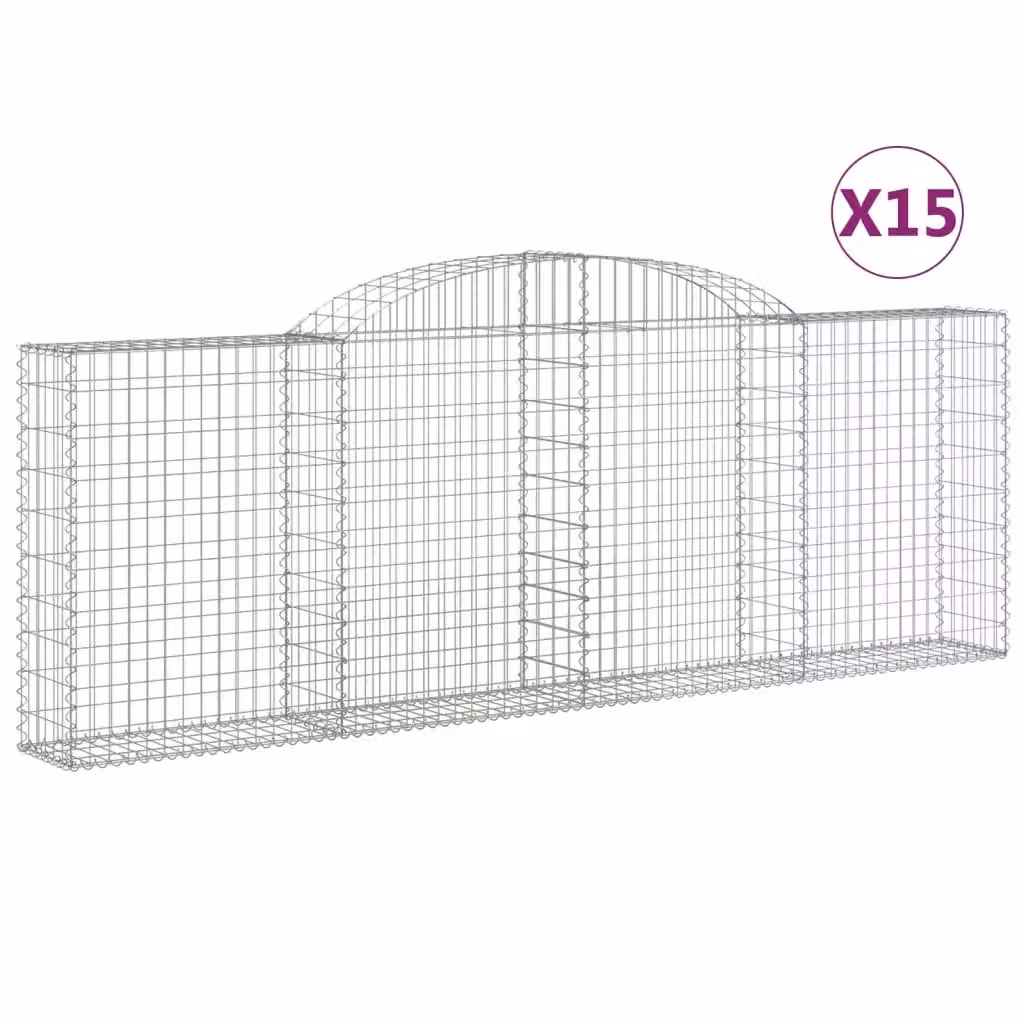 Set di 15 Cesti Gabbioni ad Arco Videx in Acciaio Zincato Argento L: 300 cm, P: 30 cm, H: 100/120 cm – 2