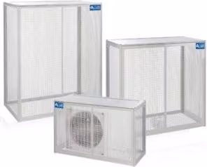 Sistema di protezione per unità esterna Vecamco Large CUBE GUARD in acciaio bianco e argento L/P/H: 115 x 155 x 65 cm