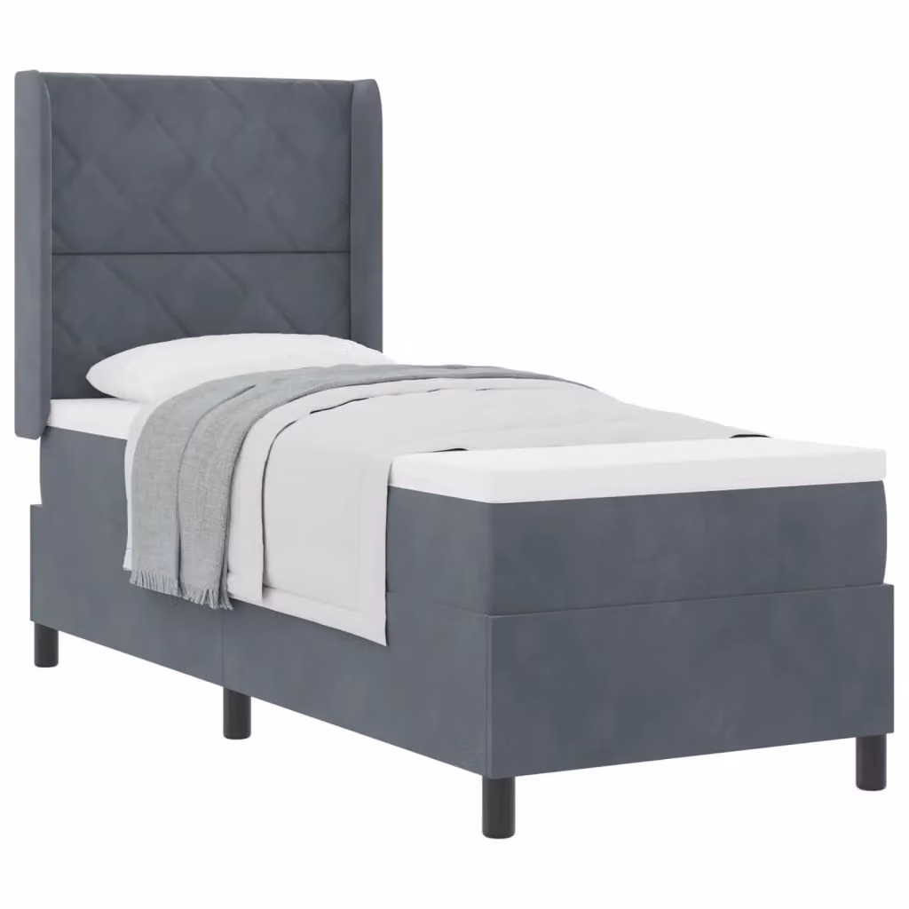 Letto a molle con testiera vidaXL in velluto grigio L: 80 cm, P: 200 cm – 2