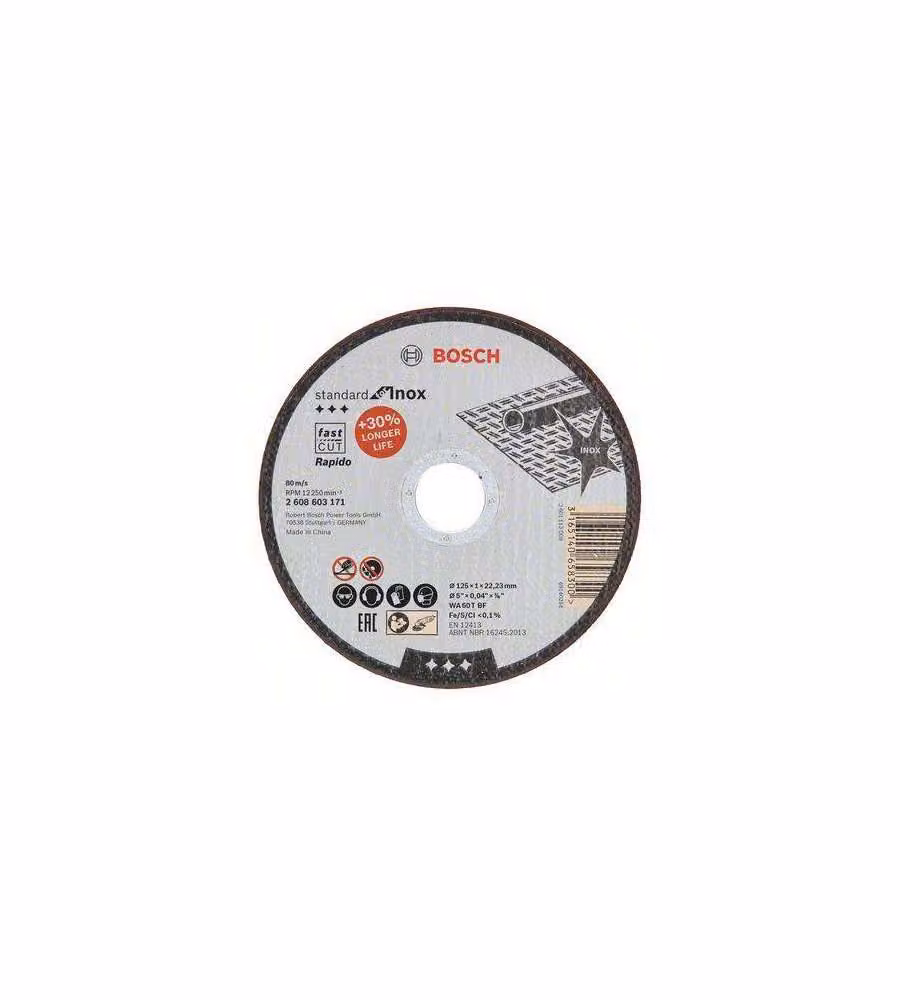 Bosch Mola da Taglio Dritta 125 mm Acciaio Inox 1 mm 1 pz Nero
